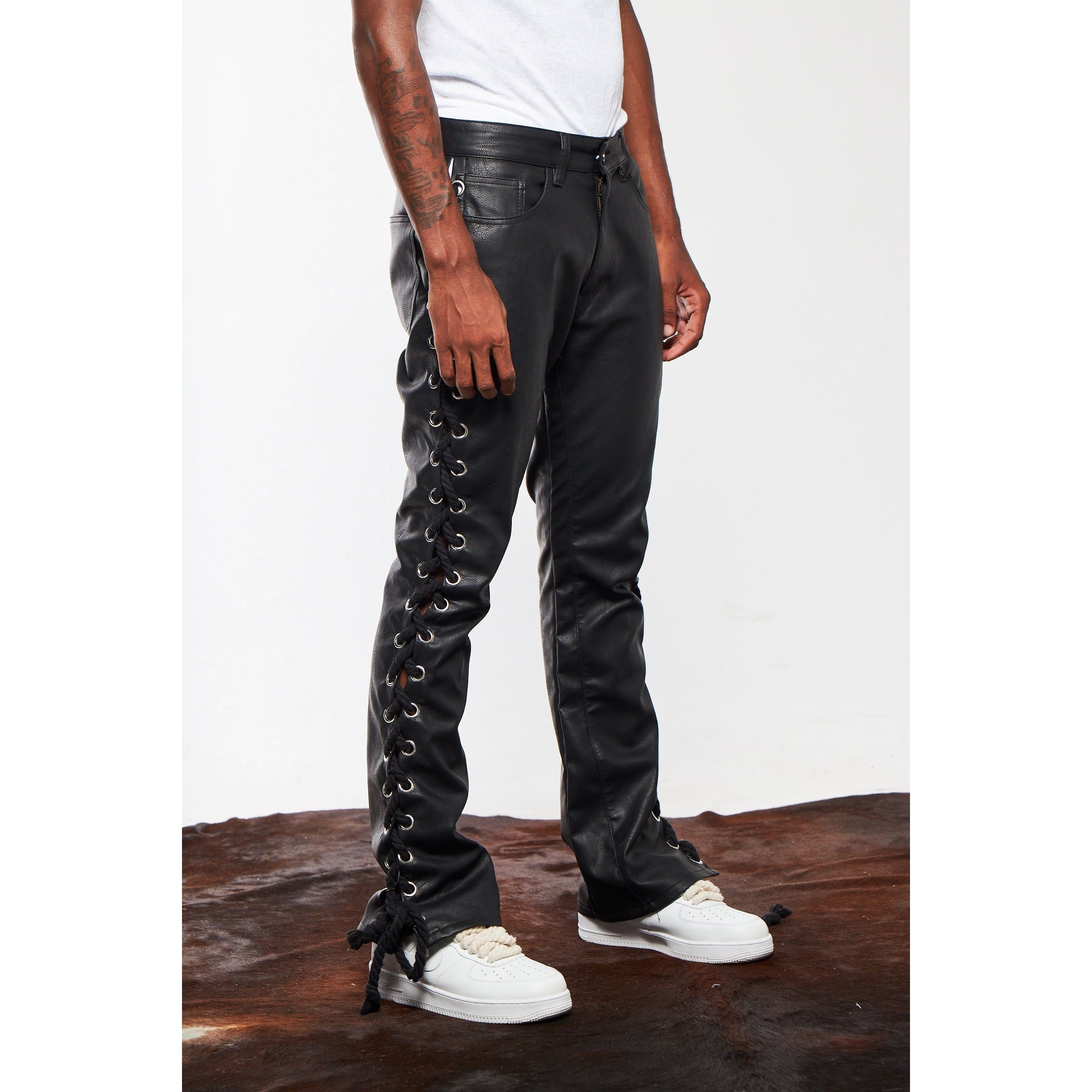 Rope Leather Pants (Black)