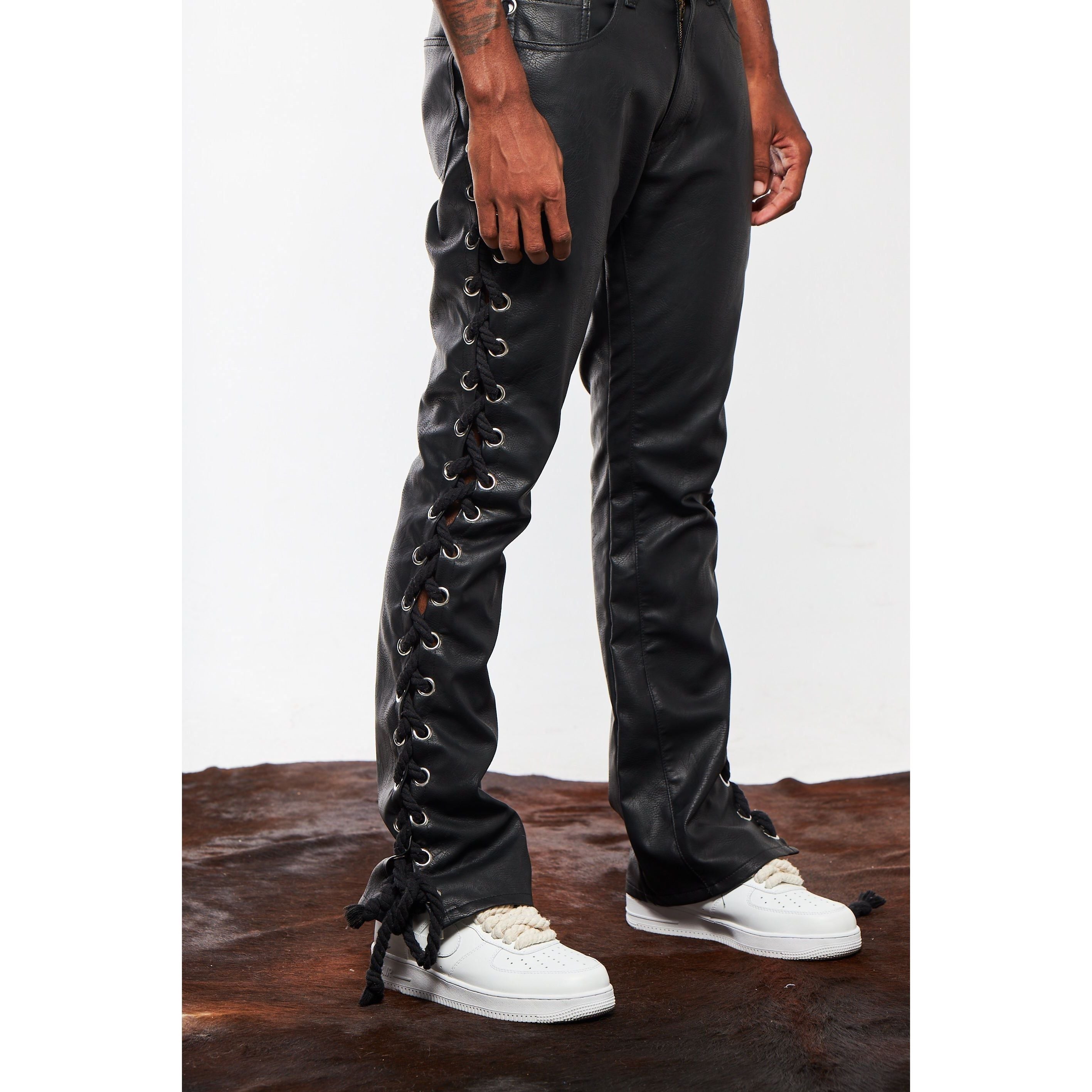Rope Leather Pants (Black)